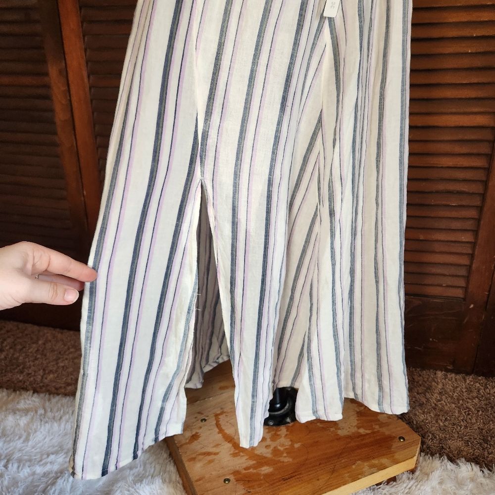 Caslon Linen Blend James Stripe Midi Skirt - Picture 3 of 12
